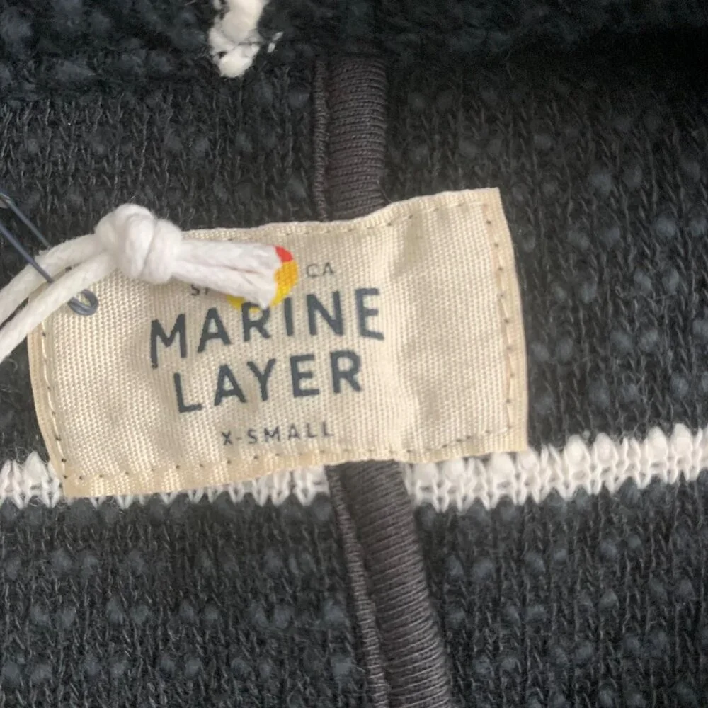 Marine Layer Birdseye Coat Real Black White Womens Extra Small XS Stripe - Picture 3 of 8